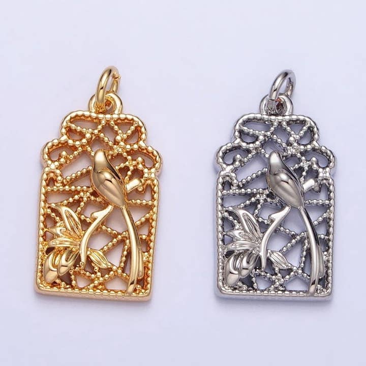 Encanto adicional abierto de jardín de pájaro de cola larga dorado, plateado | AC715 AC716 para venta al por mayor de Aim Eternal