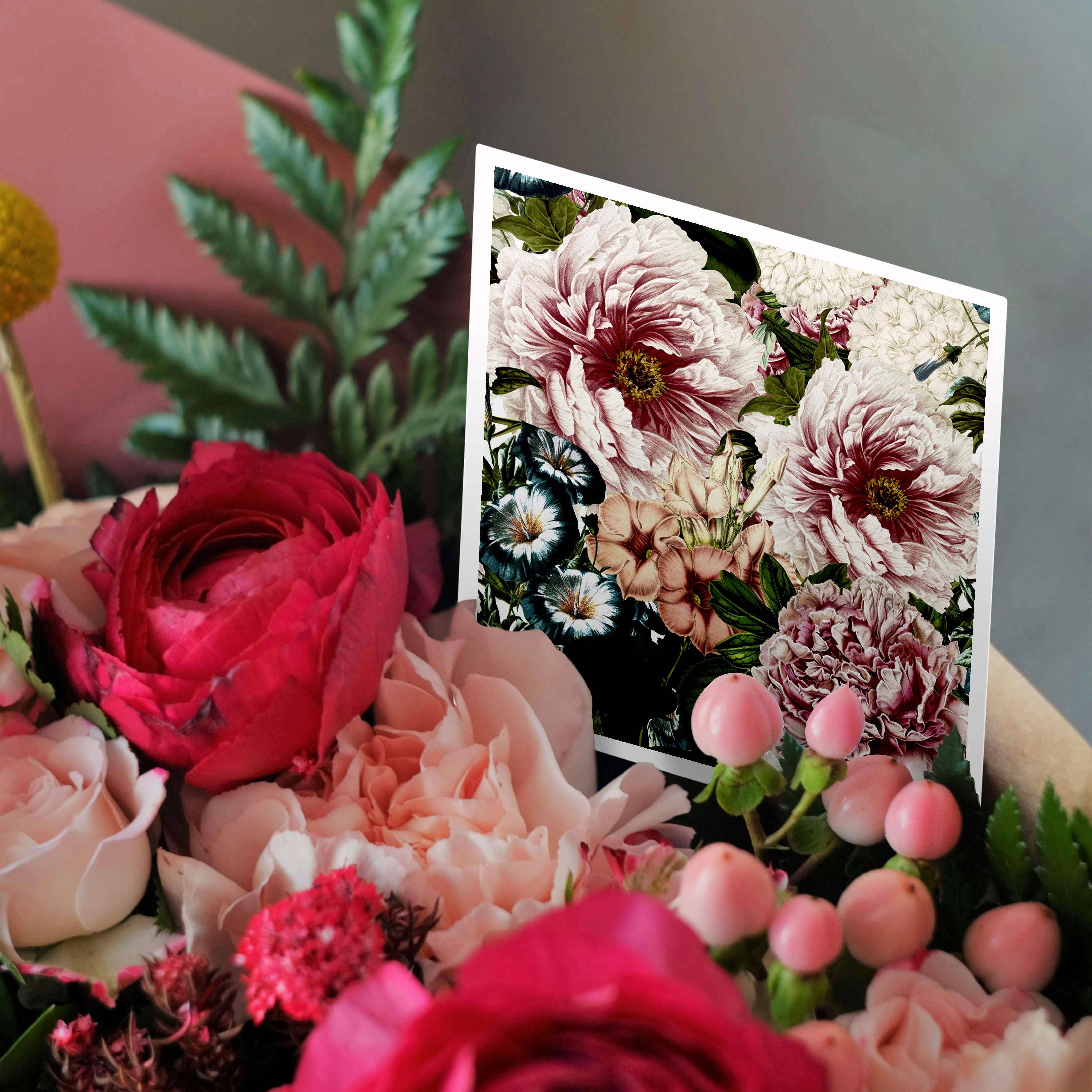 3dRose - Wholesale Everyday Greeting Card - 3dRose, Victorian Luxury Vintage Black Peony Flower Watercolor Summer Pattern, Greeting Card2