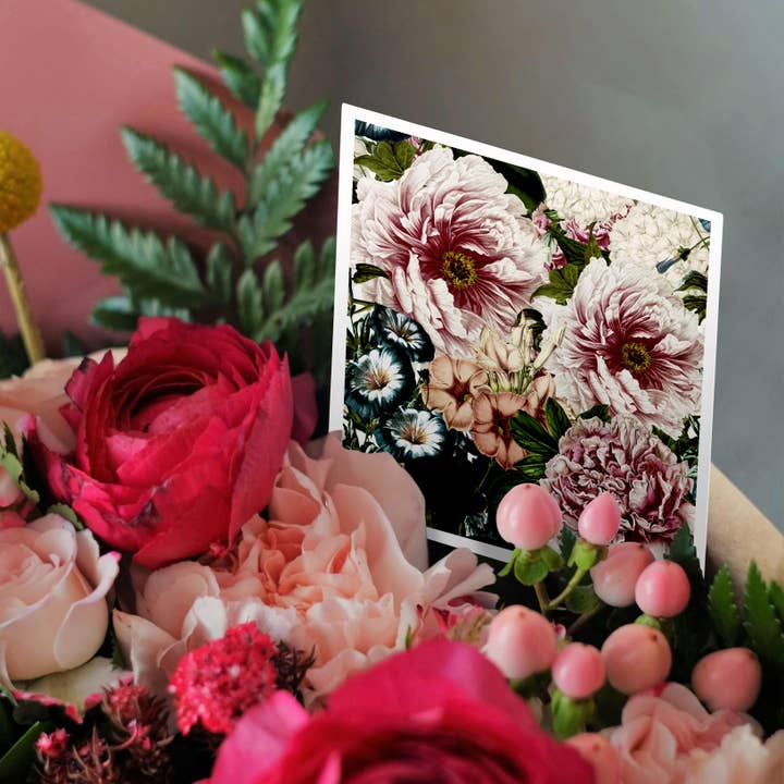 3dRose - Wholesale Everyday Greeting Card - 3dRose, Victorian Luxury Vintage Black Peony Flower Watercolor Summer Pattern, Greeting Card2