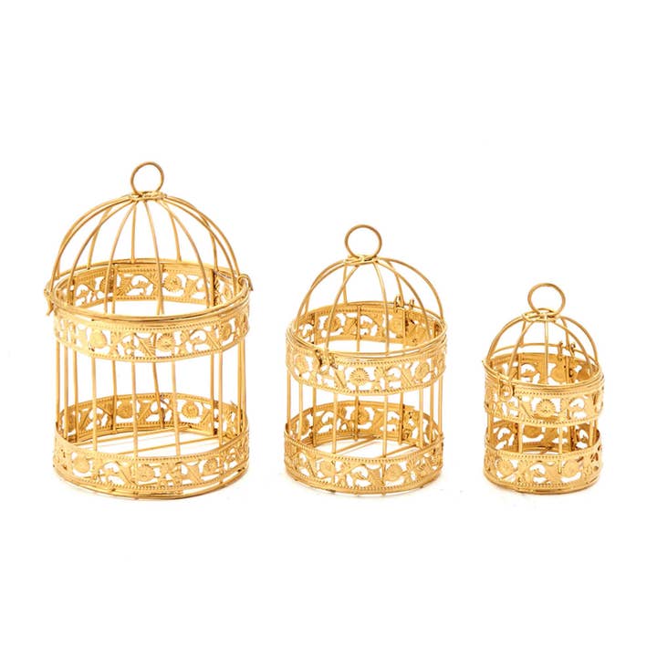 Metal Bird Cage Decor - Gold - Set of 3 for wholesale on Faire