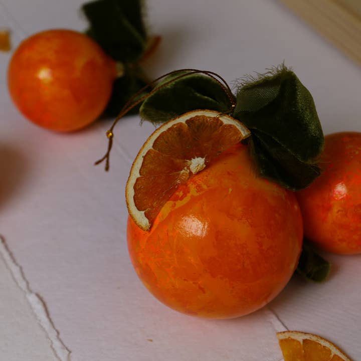 Kristin Cronic Studio - Wholesale Ornament - Orange Moss and Peel Painted Ornament | Hand painted12