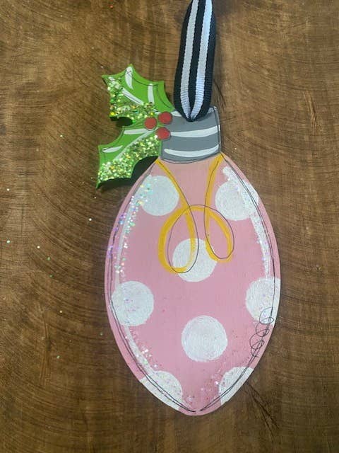 Colorful Christmas Bulb ornament hand painted personalizable for wholesale by Pink Fish Studios, LLC.