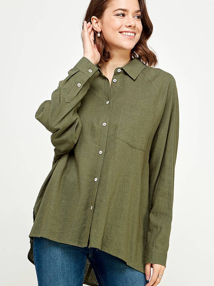 FUN2FUN - Wholesale Button Down Shirt - Women's - LINEN BLEND SHIRT16