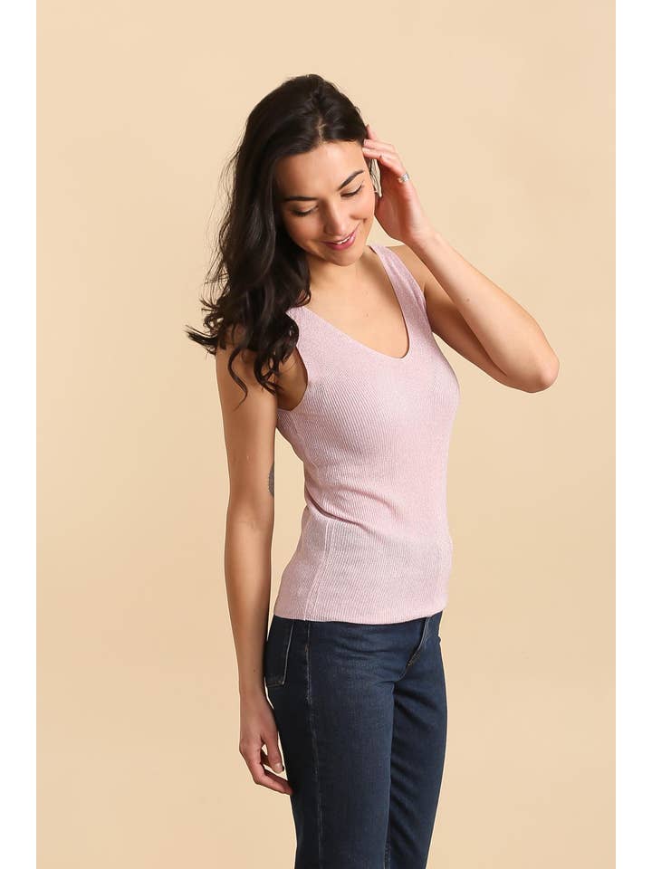 Attrait Paris - Wholesale Tank Top - Women's - Lurex V-neck tank top3