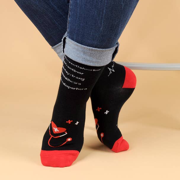 Selini New York - Vente Chaussettes – unisexe - Héros des soins de santé - Sauver des vies - Chaussettes fantaisie Ultra Premium1