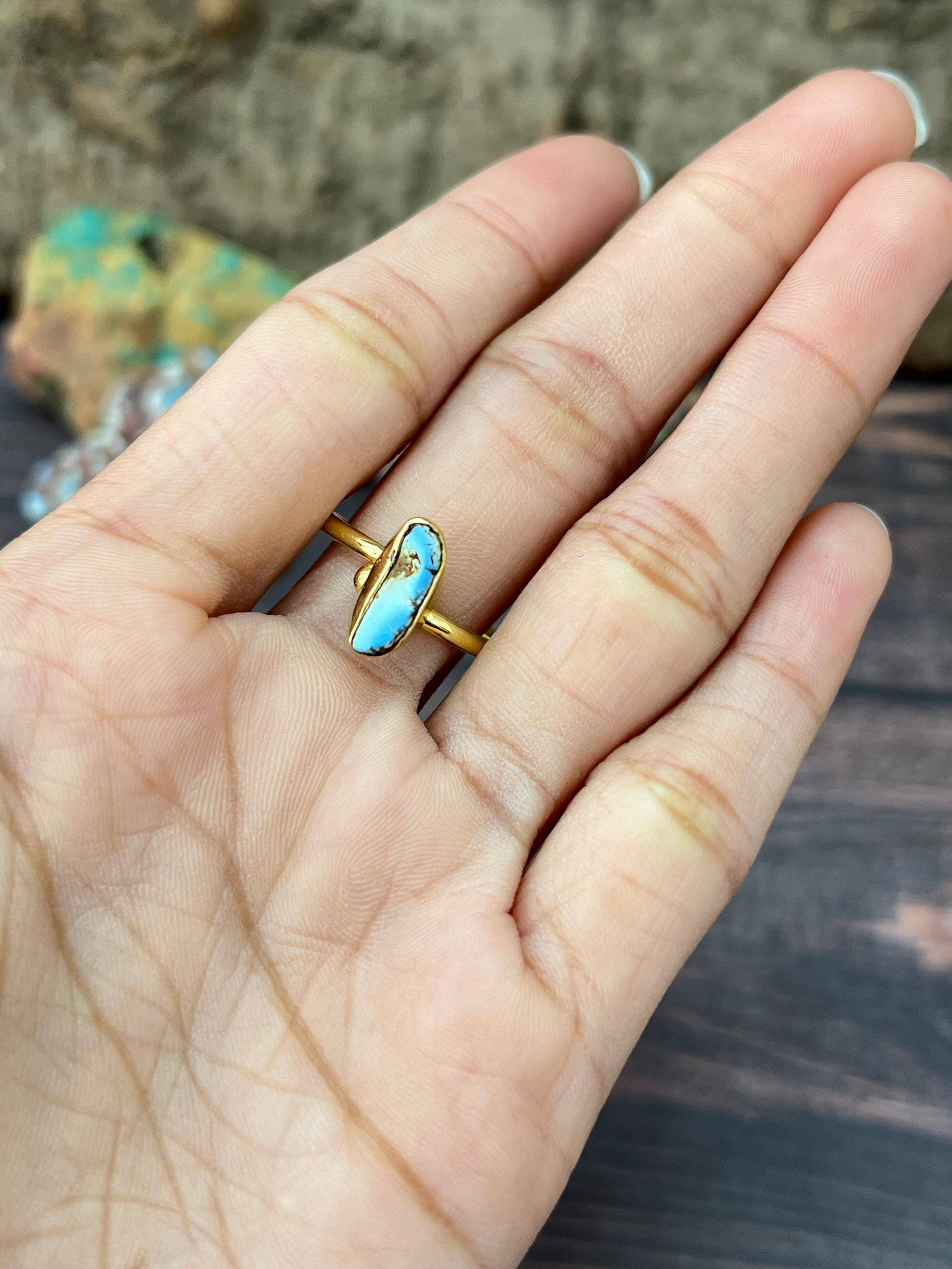 Nizhonitradersllc - Wholesale Cocktail/Statement Ring - “The Golden Collection” Natural Golden Hills Turquoise Adjustable Ring1
