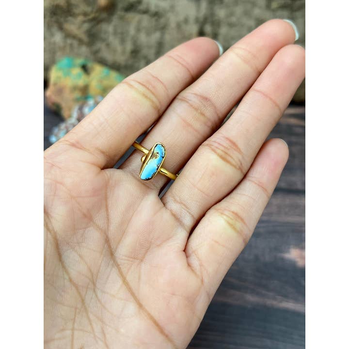 Nizhonitradersllc - Wholesale Cocktail/Statement Ring - “The Golden Collection” Natural Golden Hills Turquoise Adjustable Ring1