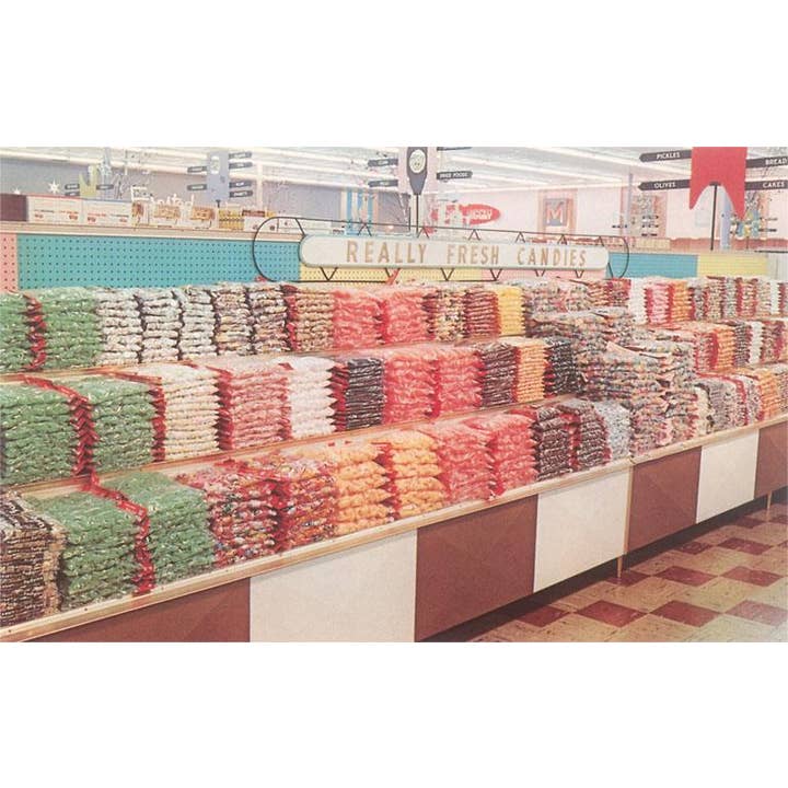 Carte postale AC-337 Bonbons vraiment frais pour la vente par Found Image Press