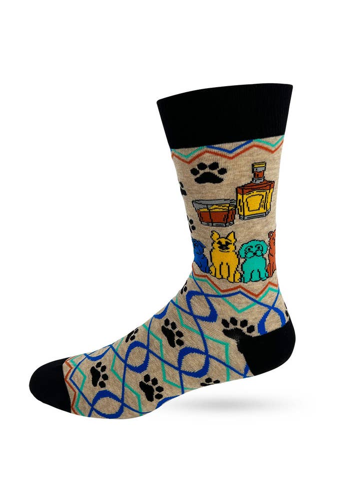 Fabdaz - Wholesale Socks - Men's - It’s Not Drinking Alone if the Dog is Home Men's Novelty Crew Socks2