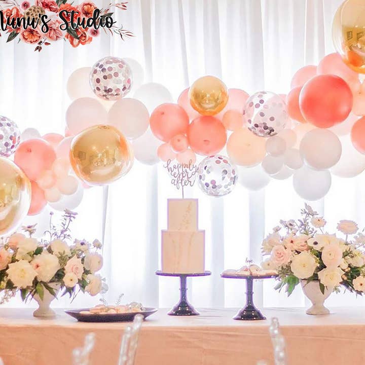 Nunu's Studio - Venta al por mayor Globo - Kit de Arco de Globos para Compromiso en Rosa Palo y Oro Rosa