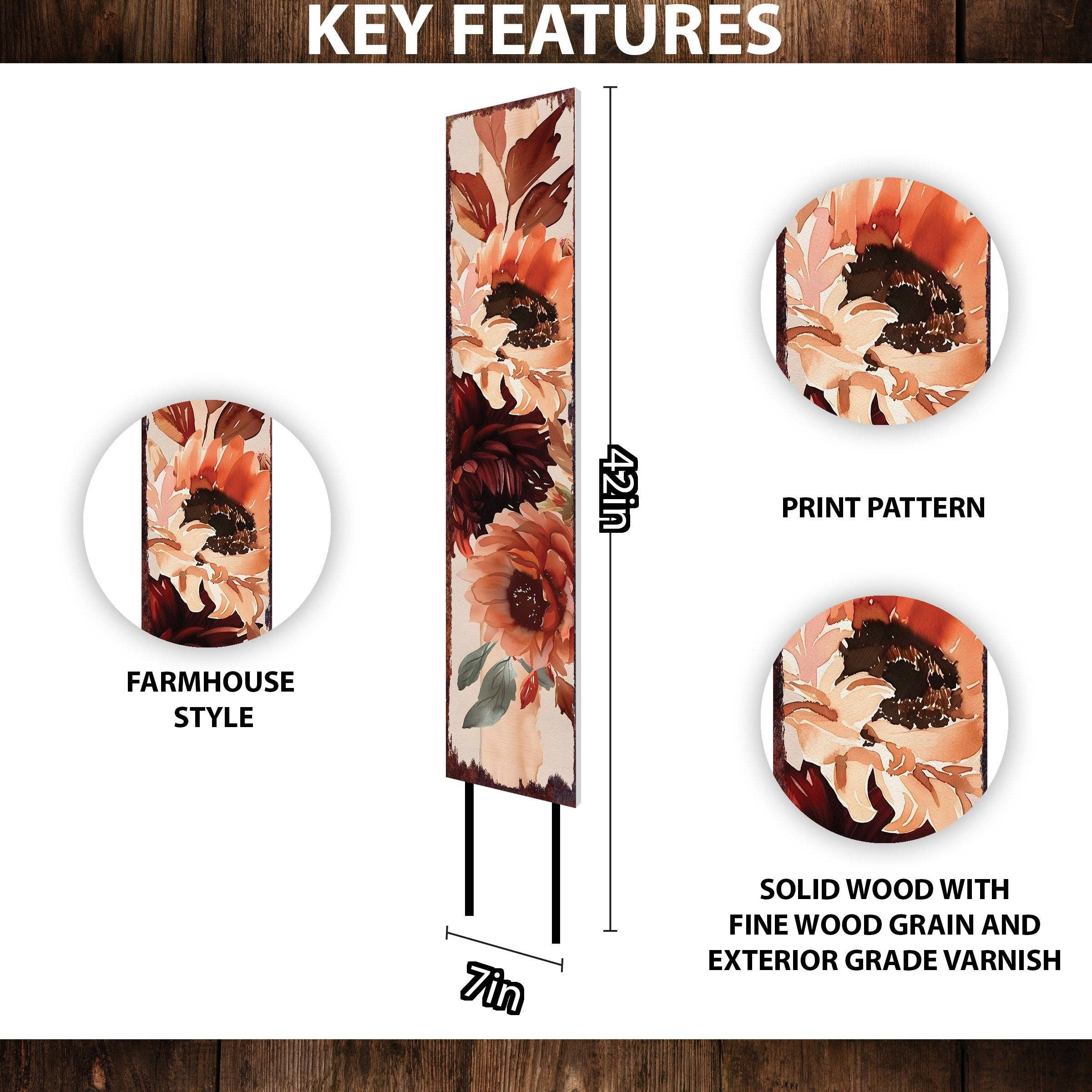 TX USA Corporation – Großhandel Pfosten/Pfähle – 42" Herbst Aquarell Blumen Gartenstecker | Lebendige Boho Outdoor Gartenkunst1