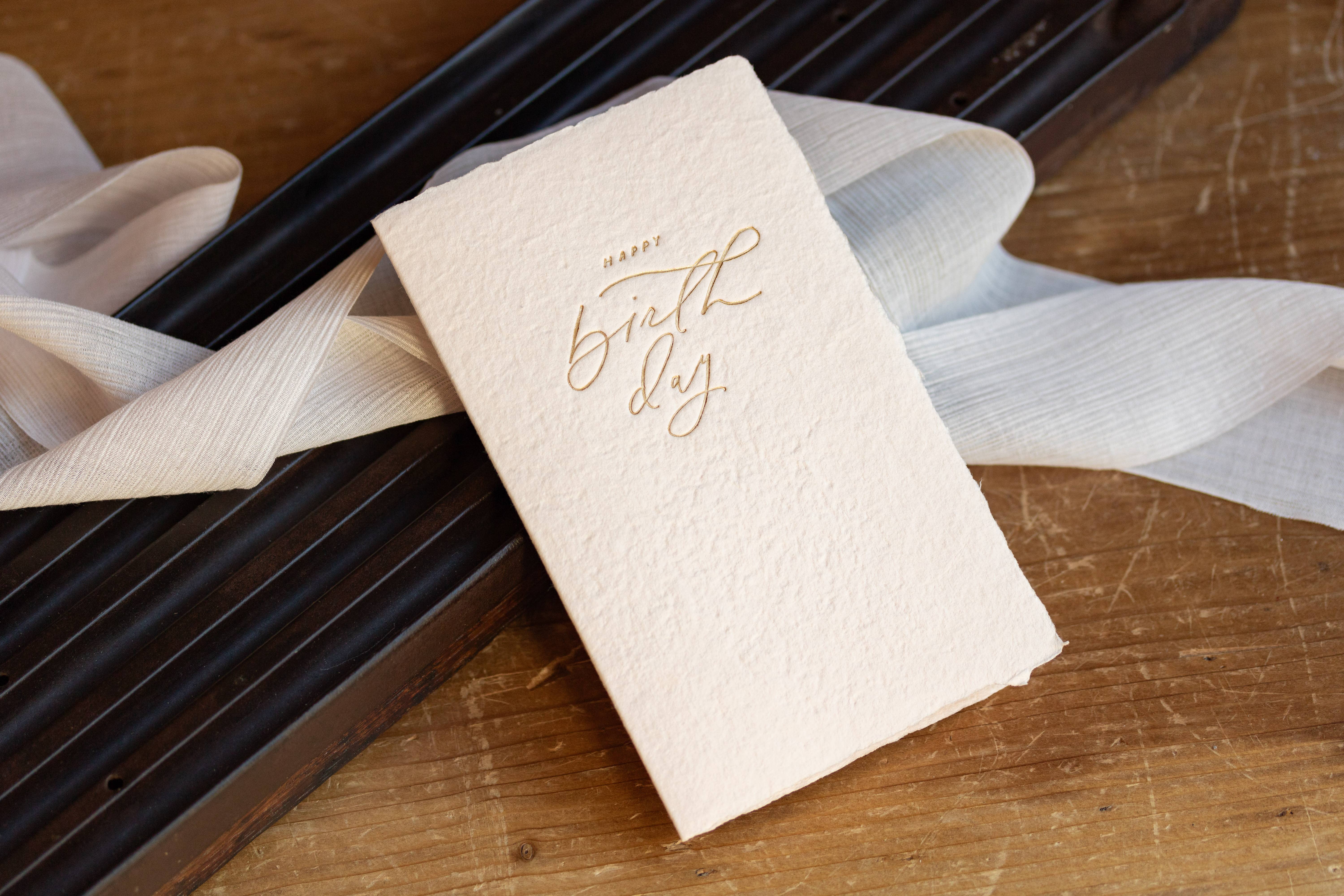 Oblation Papers & Press - Wholesale Birthday Card - Birthday Calligraphy Note Handmade Paper Letterpress Card2