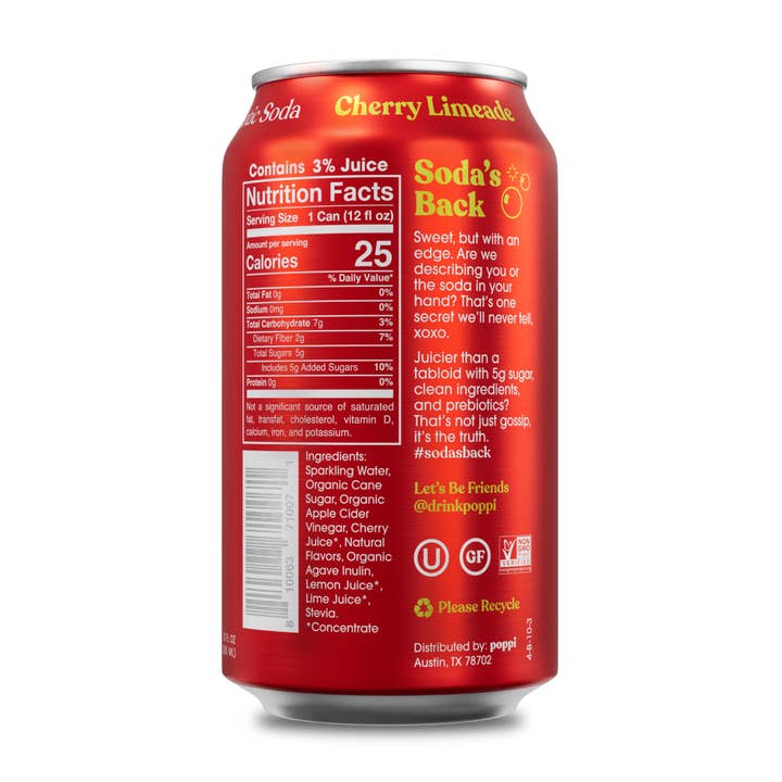 poppi - Wholesale Soda/Carbonated Drink - poppi Prebiotic Soda, Cherry Limeade, 12oz