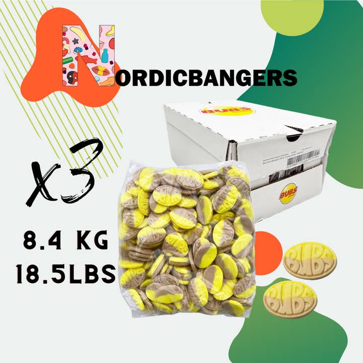 Nordicbangers - Swedish Candy - Wholesale Hard Candy - Bubs Swedish Candy Banana Bubs box 2.8kg - Mix your candy