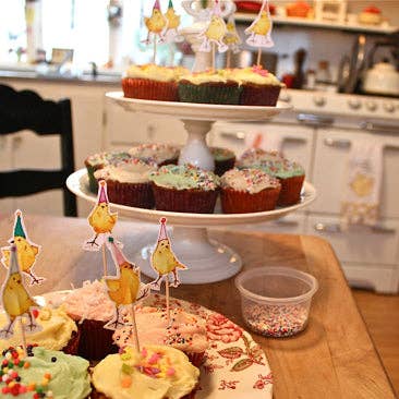 Chicken Dance Cupcake Toppers Kit for wholesale by Susan Branch Studios