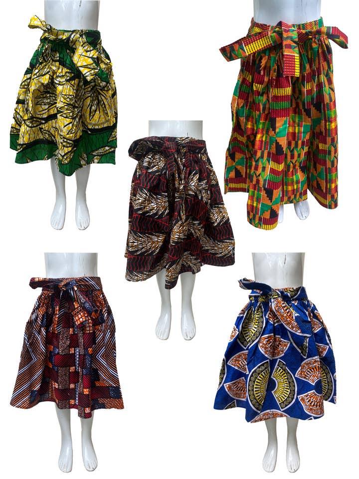 Kids Ankara Skirts (Small Size) (Pack of 5 pieces) for wholesale by Satsuma Wholesale