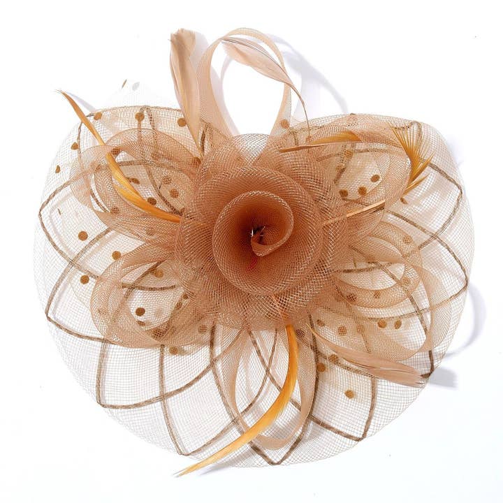 Bold Polka Dot Mesh Flowers Top Flappy Fascinator 01 for wholesale by Diacly