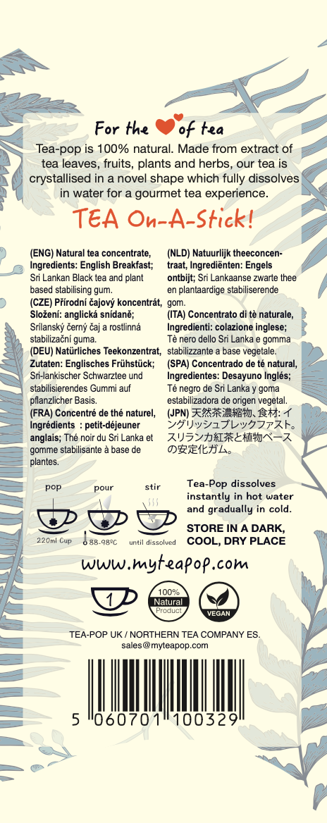 Northern Tea Company - Wholesale Health/Detox Tea - English Breakfast Gourmet TEA on-a-stick! (20x sticks tray)4