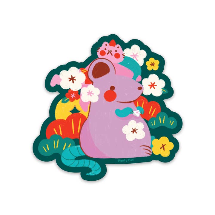 Year of the Rat - Chinese Zodiac Vinyl Sticker for wholesale by Panty Cat