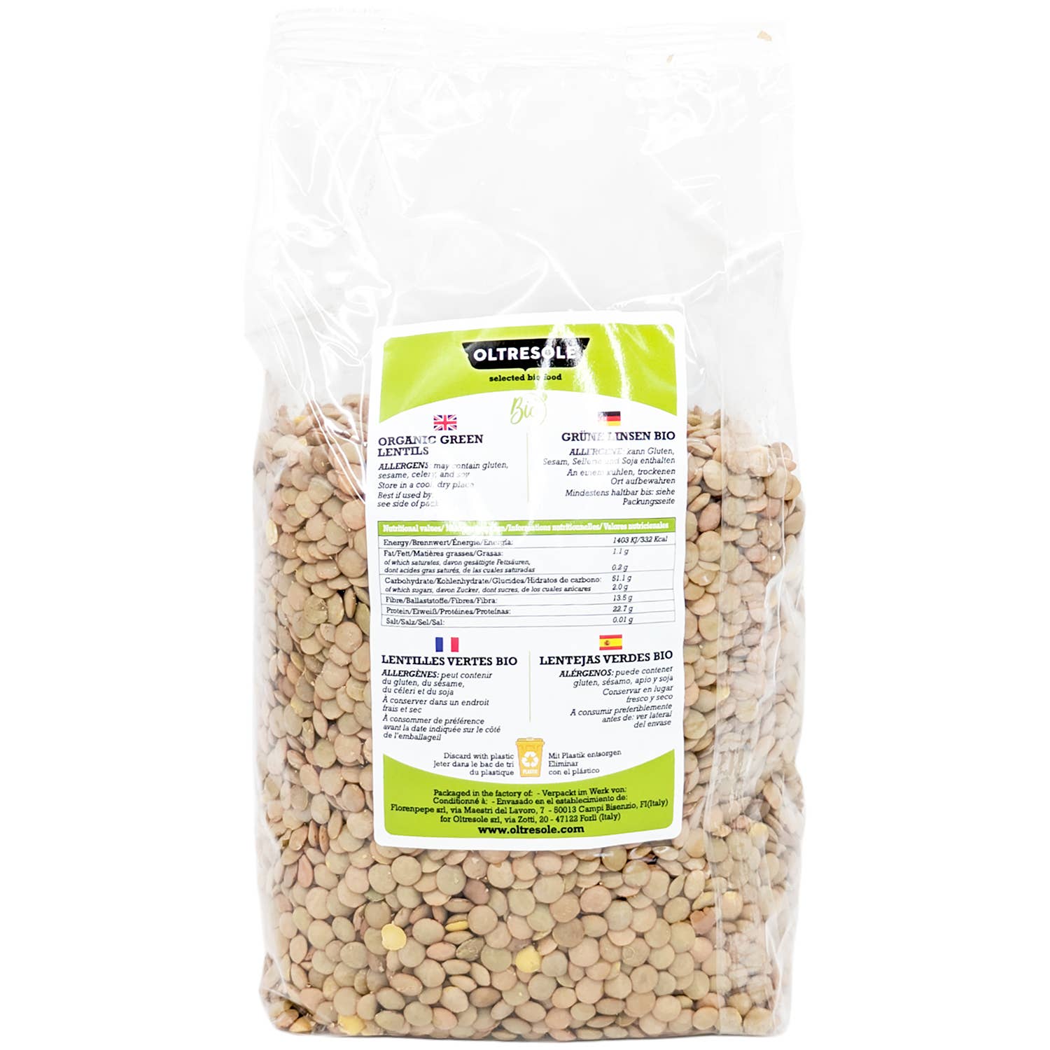 Oltresole - Wholesale Beans - ORGANIC GREEN LENTILS 1 Kg2