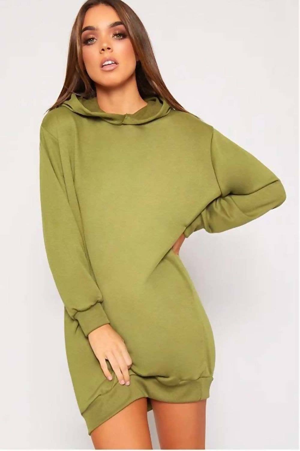justyouroutfit – wholesale Dress – Women's – OVERSIZED BAGGY POCKET SWEAT HOOD DRESS2