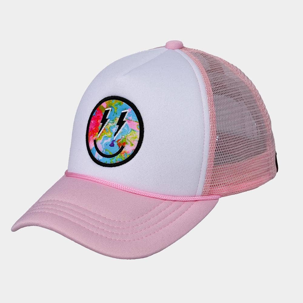 anbfashion - Vendita all'ingrosso Cappellino da camionista - Donna - CAPPELLO DA CAMIONISTA LIGHTNING BOLT EYES CON FACCINA SORRIDENTE GBA-044