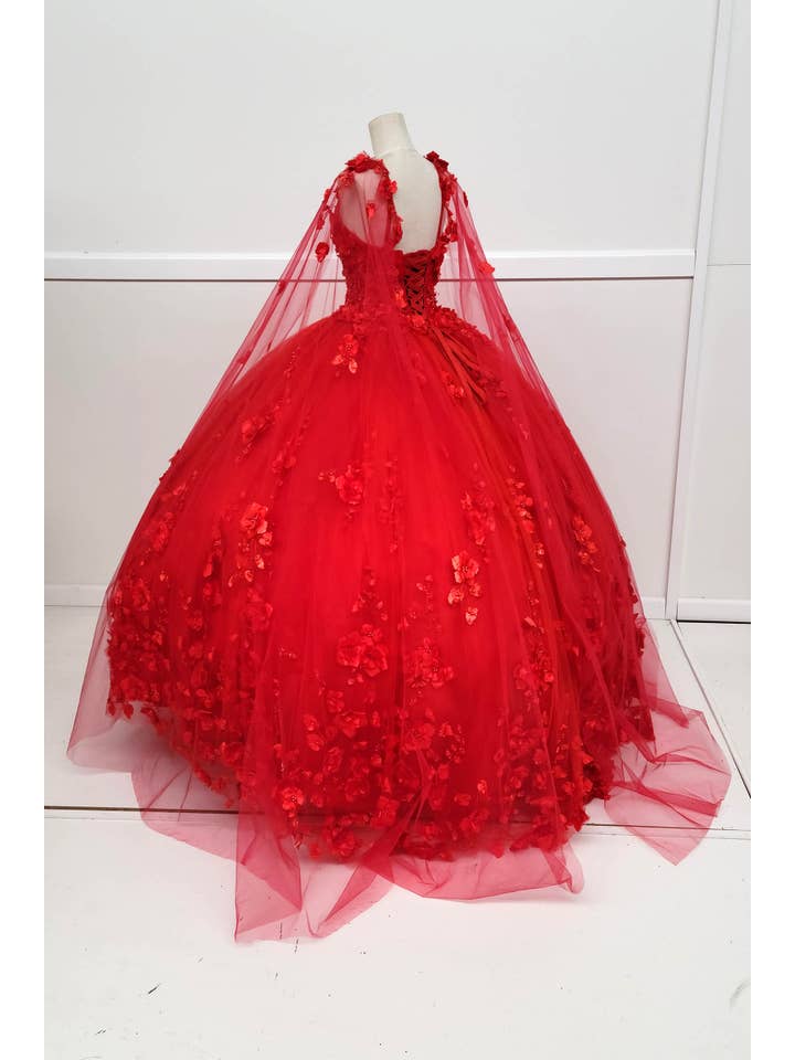 Chicas - Venta al por mayor Vestido de fiesta - Mujer - Vestido de Quinceañera con Flores y Capa Dividida CHF301829