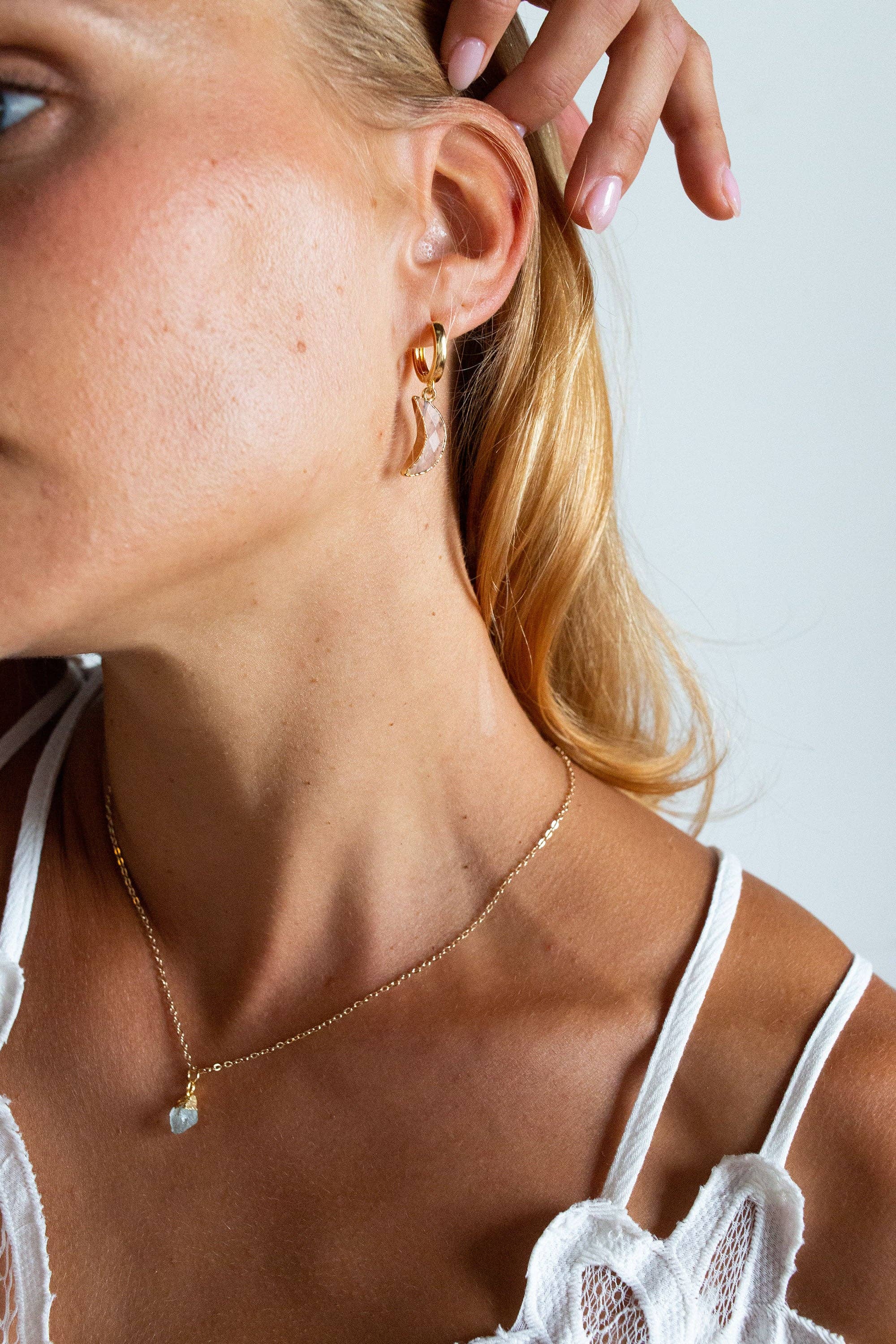 Bohemian and Bouj - Wholesale Huggie Earrings - The Moon Huggies | 18k Gold-Plated8