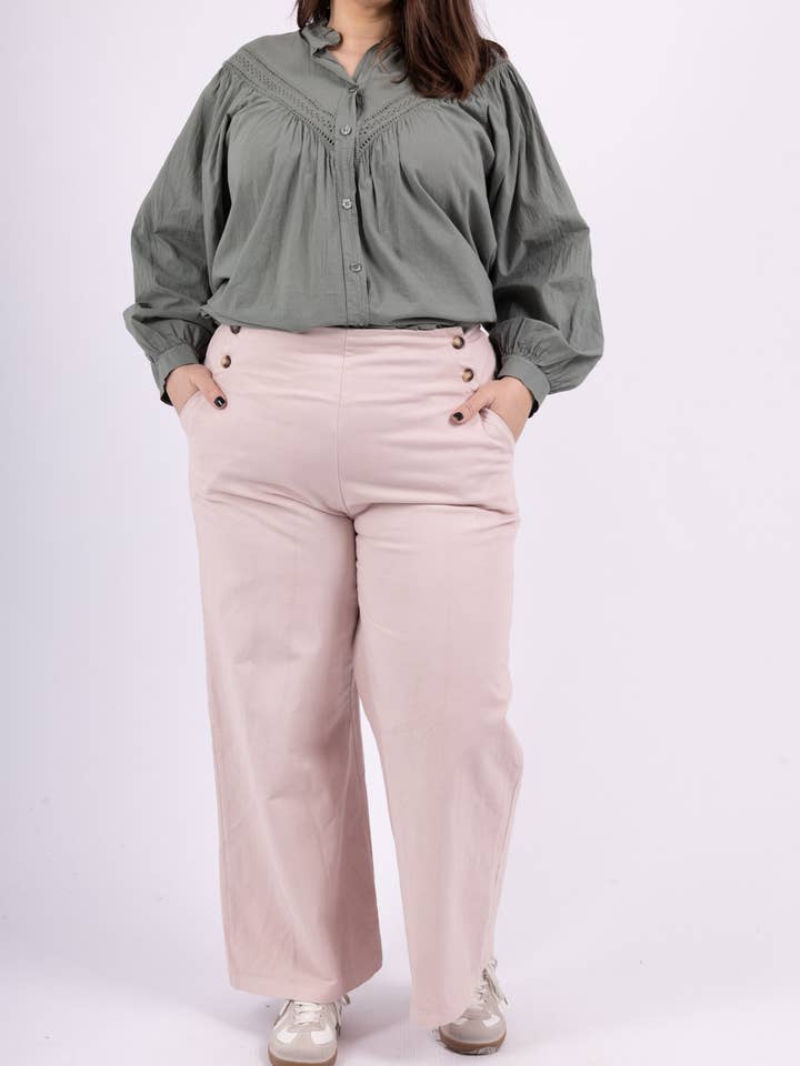 Pépouz' Paris - Wholesale Pants - Women's - PLUS SIZE Pants 97% cotton with buttons PPN2509GT5