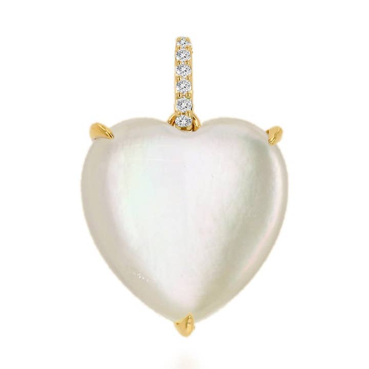 Overdimensioneret hjertevedhæng med perlemorsædelsten for engroshandel hos Rachel Reid Jewelry