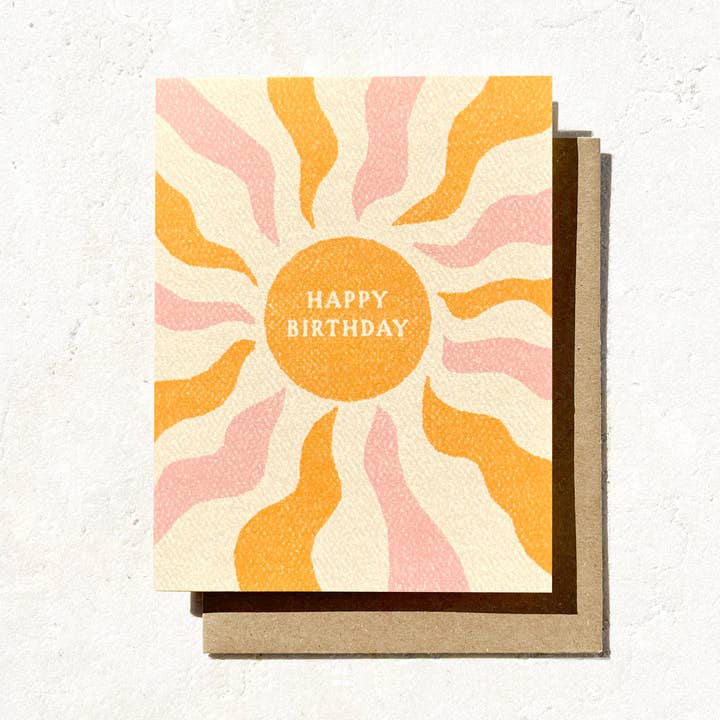 Happy Birthday Boho Sun Card | Summer Card | Greeting Card for wholesale by Daydream Prints