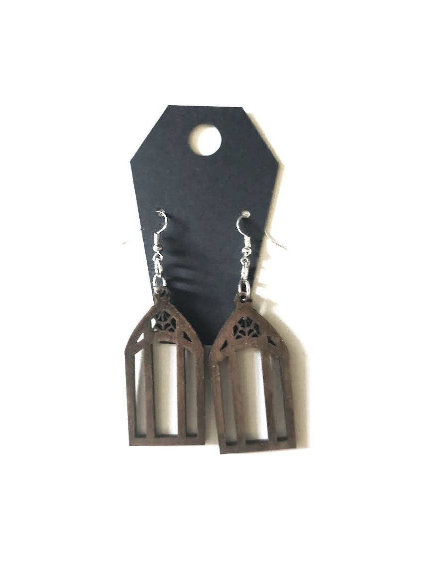Noir Star Emporium - Wholesale Dangle Earrings - Wooden Cathedral Window Earrings Style 2