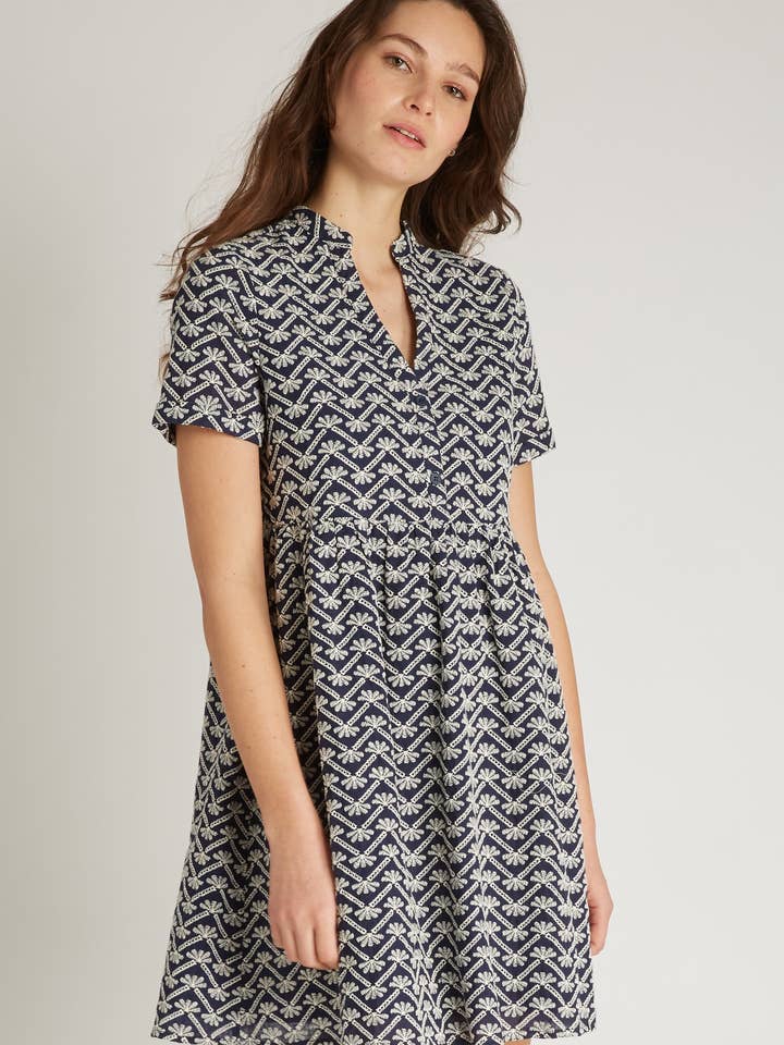 NAVY ELENA - Embroidered short dress for wholesale on Faire