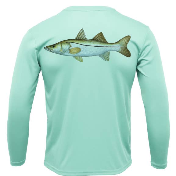Camisa USA Snook de manga larga UPF 50+ con ajuste seco para venta al por mayor de Saltwater Born