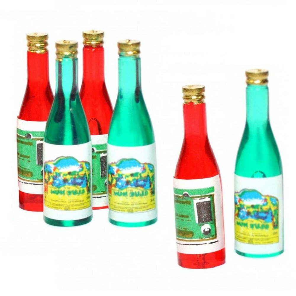 Factory Direct Craft - Wholesale Tafelbladdecoratie - Miniatuur wijnfles 1-1/4" voor poppenhuis (set van 6)4