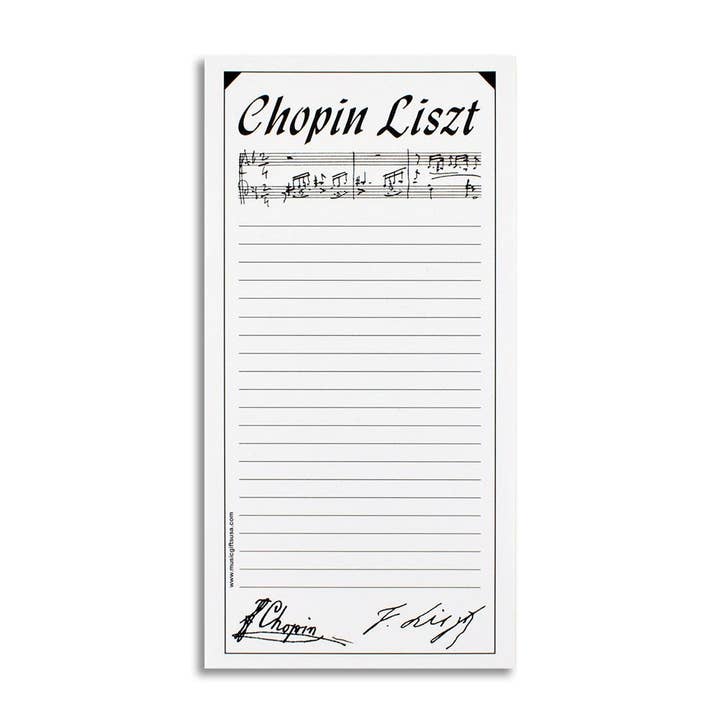 The Music Gifts Company - Wholesale Notepad - Chopin Liszt - Black & White (Individual)