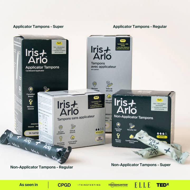 Iris + Arlo - Wholesale Tampon - 100% Organic Cotton Applicator Tampons - Regular (Box of 16)9