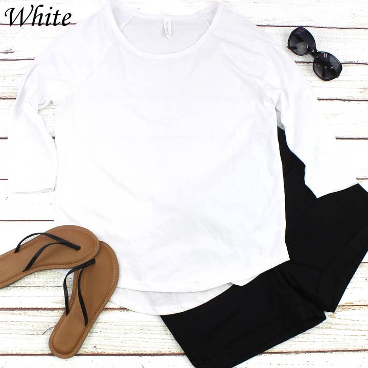 ShopTrendsNow - Wholesale T-Shirt - Women's - Ladies' Baby Rib 3/4-Sleeve Contrast Raglan T-Shirt