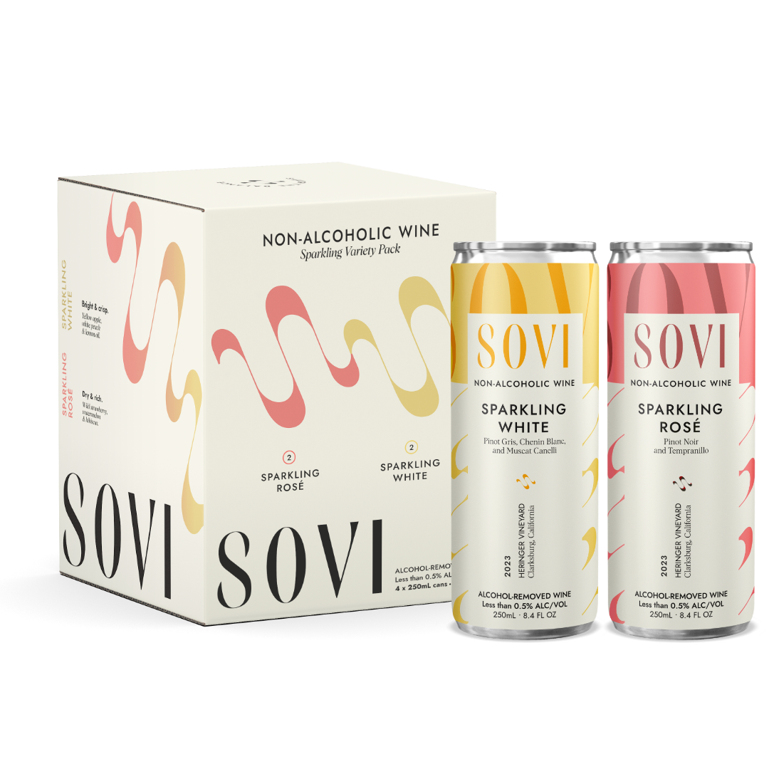 Sovi Wine Co. - Wholesale Non-Alcoholic Spirits/Wine/Beer - Sparkling Variety - 4-Pack Cans - Non-Alcoholic Wine1