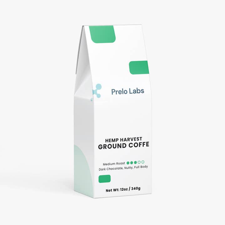 Hemp Flavored Coffee Ground - Medium Roast 100% Arabica - Earthy & Smooth - Freshly Roasted Small Batch - 12 Oz Bag for wholesale by Prelo Labs LLC