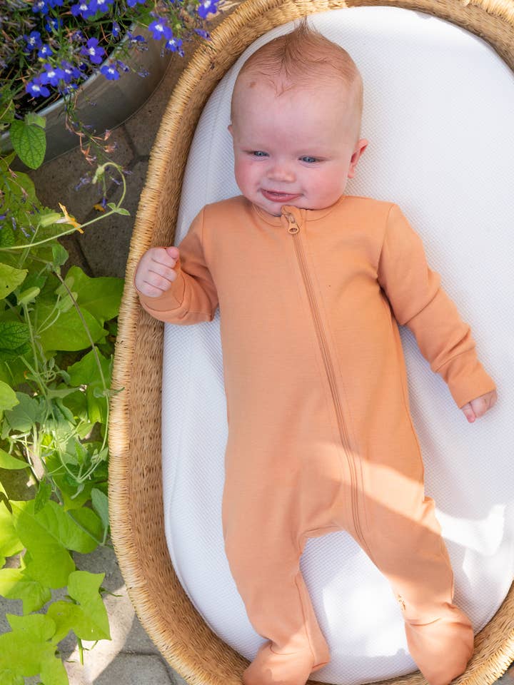 GOTS Certified Organic Cotton 2-Way Zipper Footie Sleeper for wholesale by Earth Angel Apparel