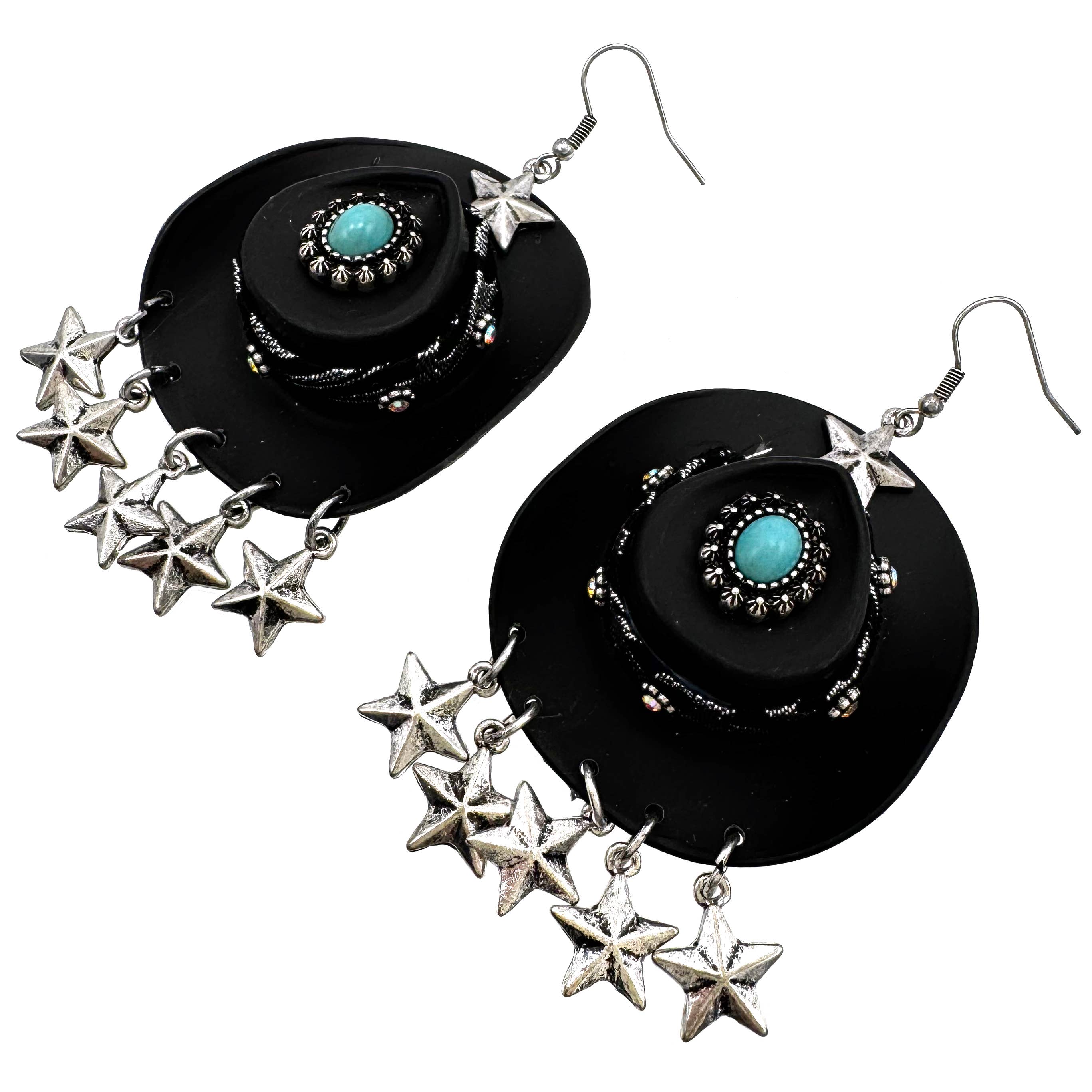 Lunar Deer - Wholesale Hangende/ronde oorbellen - Westernhoed met sterren grote kostuumoorbellen1