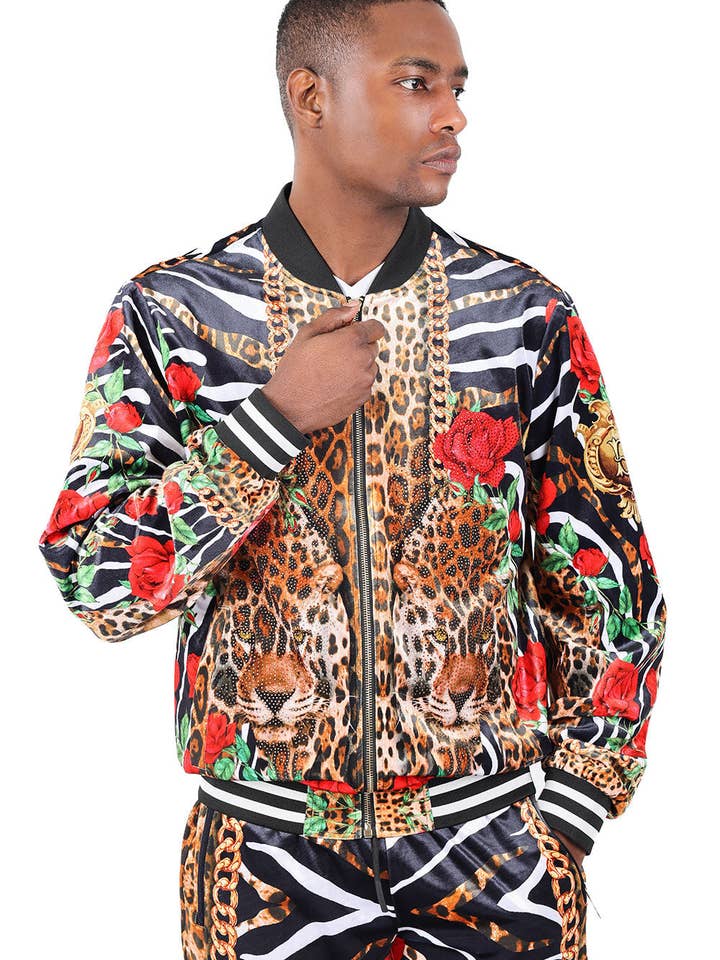 Multi Zipper Closure Leopard Zebra Floral Chain Jacket 2JBP22 for wholesale on Faire