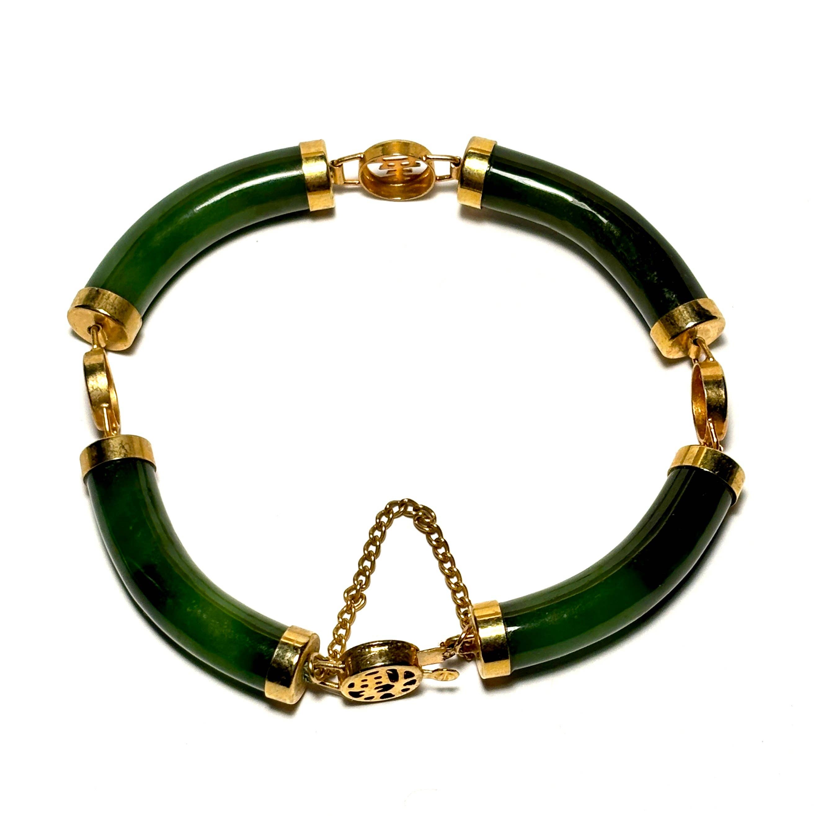Whitestone Jewelry Co. - Wholesale Bangle Bracelet - Vintage Chinese Jade Bracelet with Gold Fittings and Clasp1