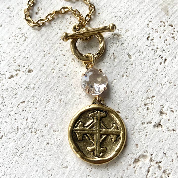 Colar com pingente de oração serenity e cruz religiosa por atacado de VB&CO Designs Handmade Jewelry