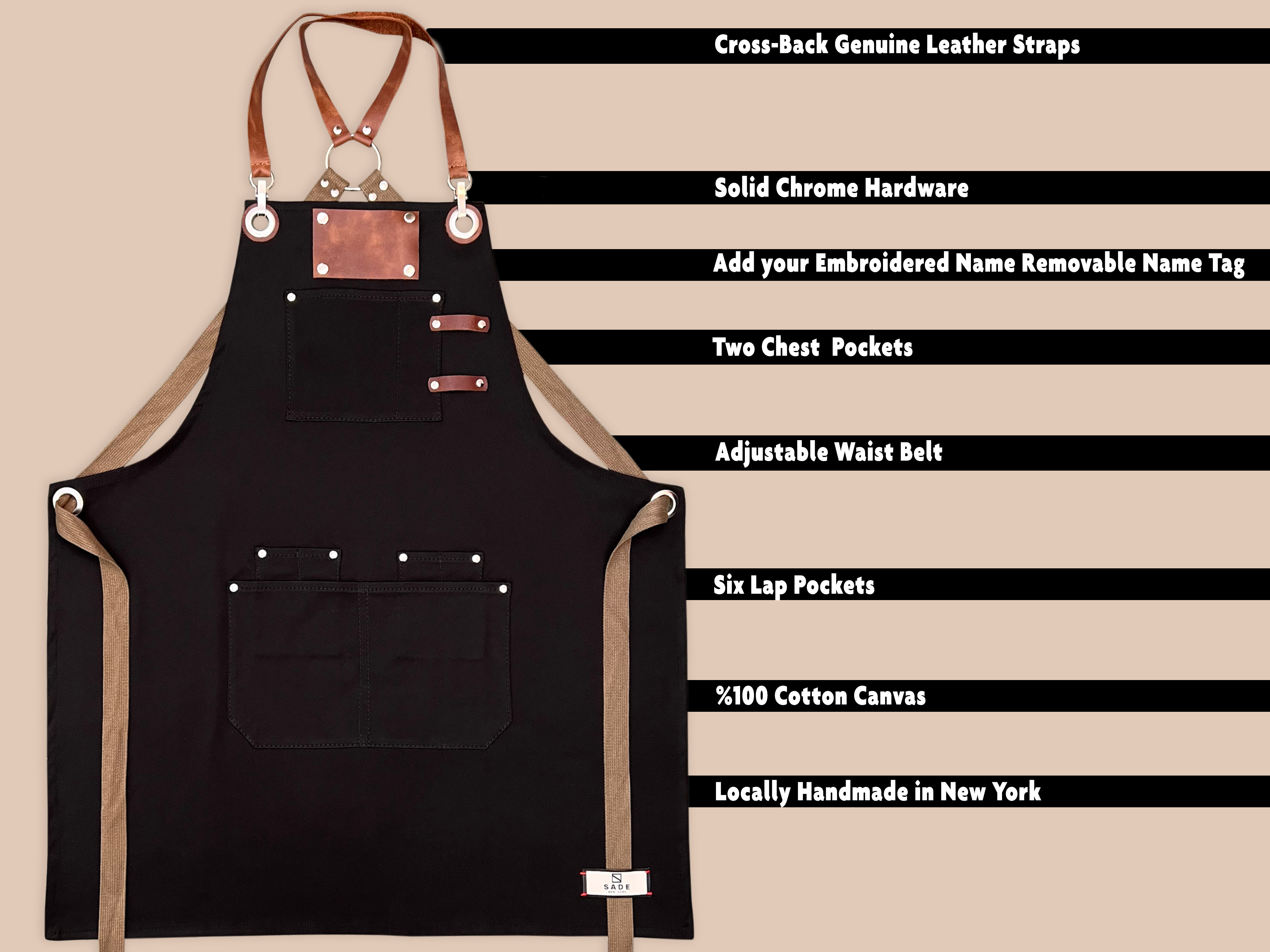 Graine de coton Tablier à bretelles croisées en toile de coton de haute qualité en vente sur Faire6