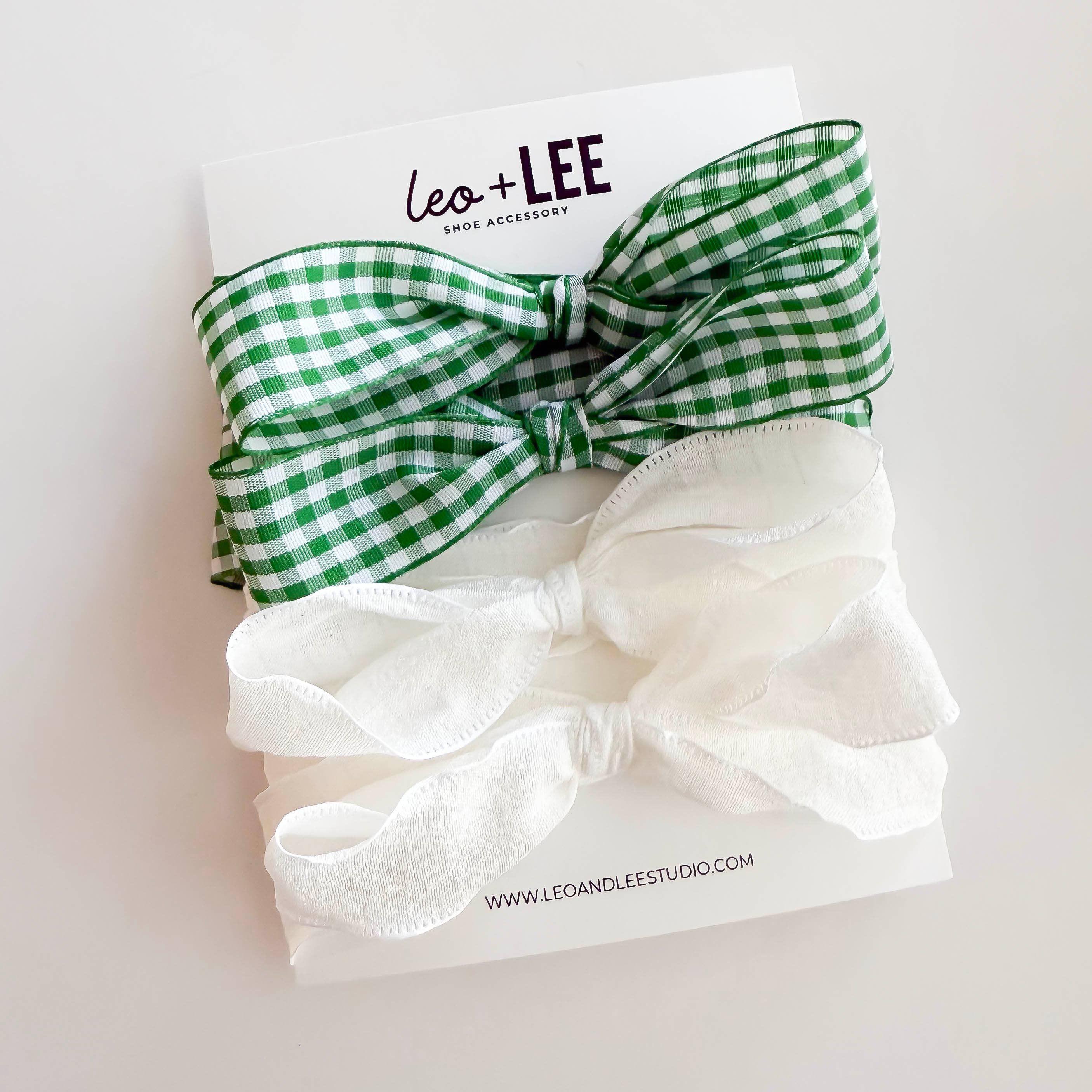 Leo & Lee Studio - Wholesale Shoelaces - Women's -  Gingham Shoe Lace Sets– Ribbon Bow Shoe Accessories30