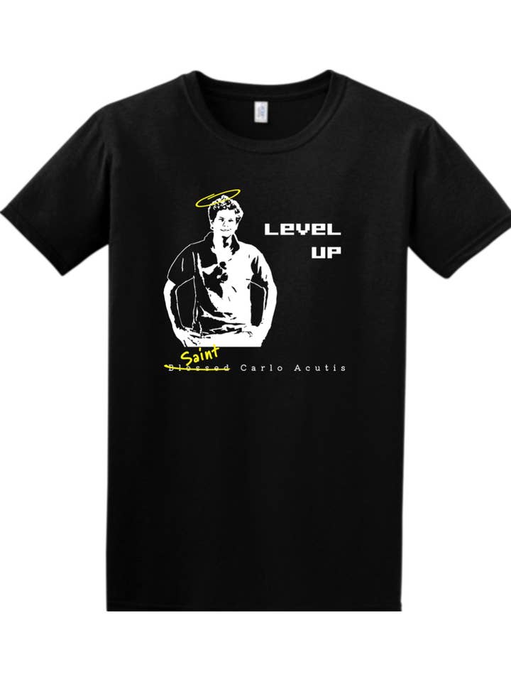 Sock Religious - Wholesale Screen Printed T-Shirt - Unisex - Level Up - St. Carlo Acutis Adult T-Shirt5