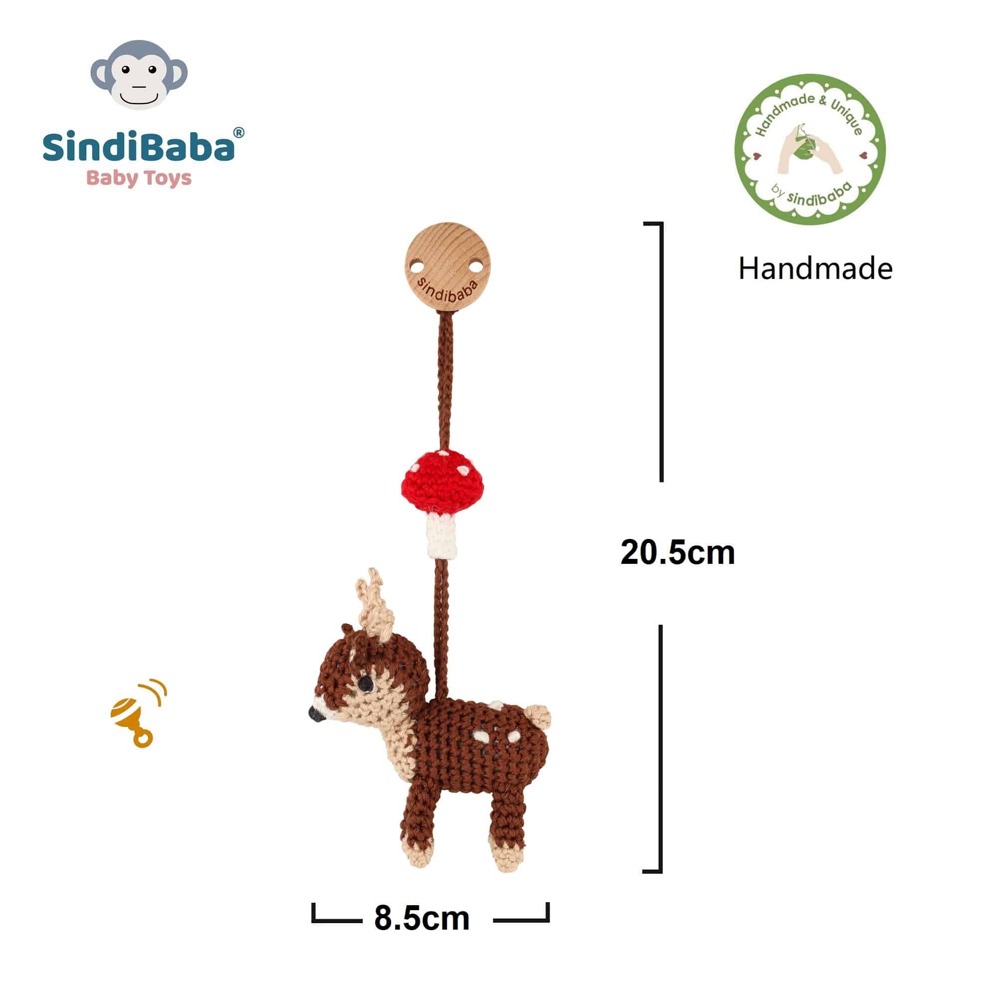 SindiBaba - Wholesale Classic Toy - Kids - crochet toy bow pendant deer AUDREY1