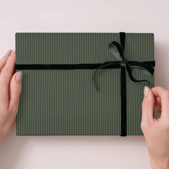 Green Pinstripe Wrapping Paper for wholesale by Casey Jo Paper Co.